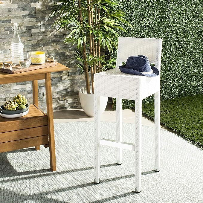 SAFAVIEH FOX5212A Collection Landry Black Indoor/Outdoor Bar Stool - Image 2