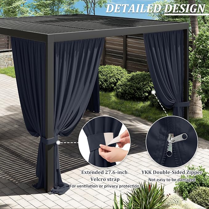 Gazebo Universal Replacement Privacy Curtain, 4-Panels Sidewall Curtains - Image 4