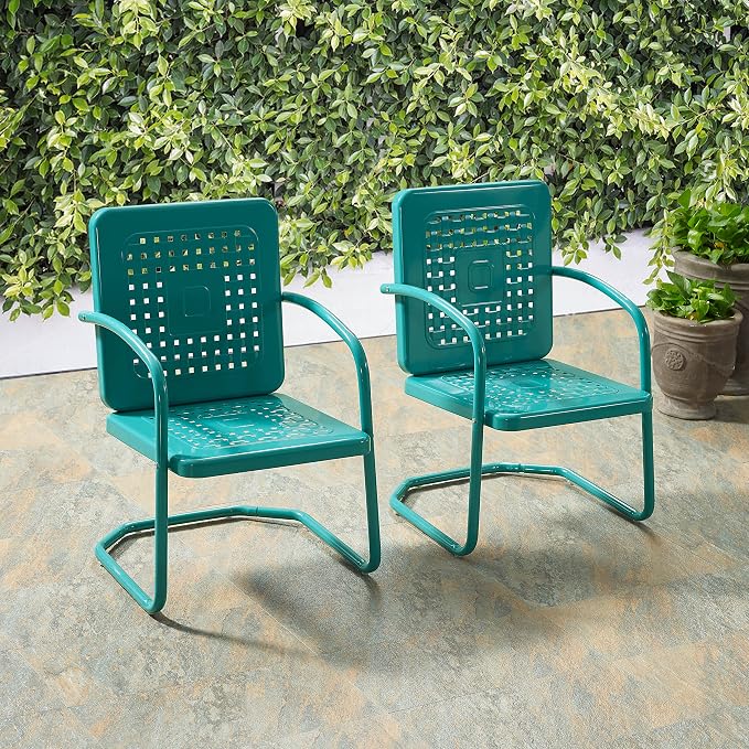 Crosley Furniture Bates 2-Piece Outdoor Chair Set, Retro Metal Patio Chairs - Image 7