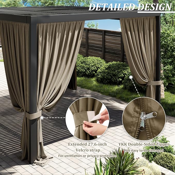Gazebo Universal Replacement Privacy Curtain, 4-Panels Sidewall Curtains - Image 4