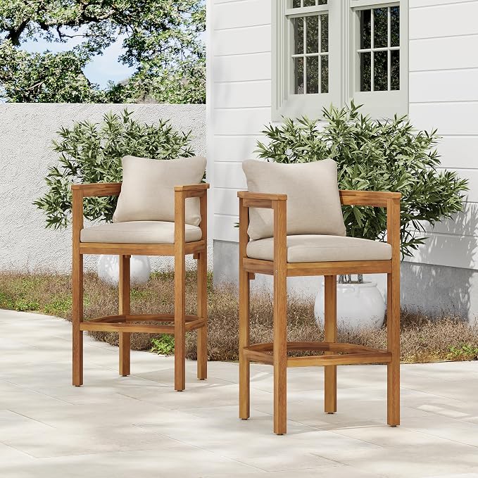 Christopher Knight Home Kuart Acacia Wood Outdoor Bar Stool Set of 2 by ChristopherKnightHome