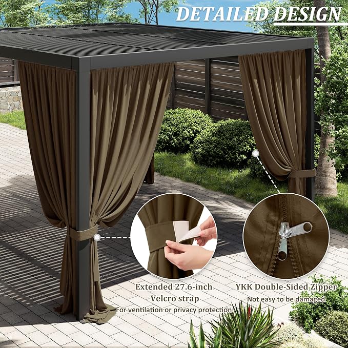 Gazebo Universal Replacement Privacy Curtain, 4-Panels Sidewall Curtains - Image 4