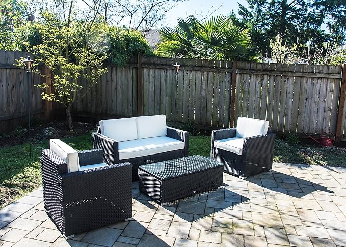 Outsunny 4 Piece Wicker Patio Furniture Set - Image 5