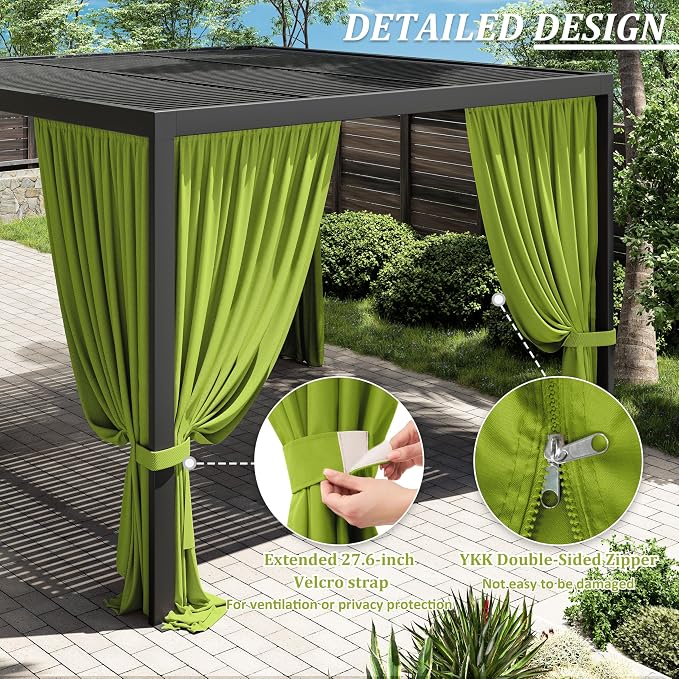 Gazebo Universal Replacement Privacy Curtain, 4-Panels Sidewall Curtains - Image 4
