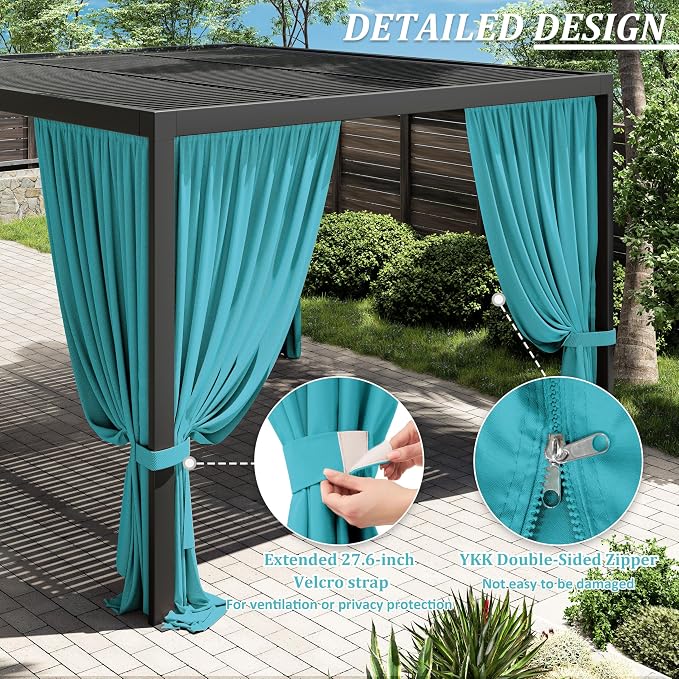Gazebo Universal Replacement Privacy Curtain, 4-Panels Sidewall Curtains - Image 4