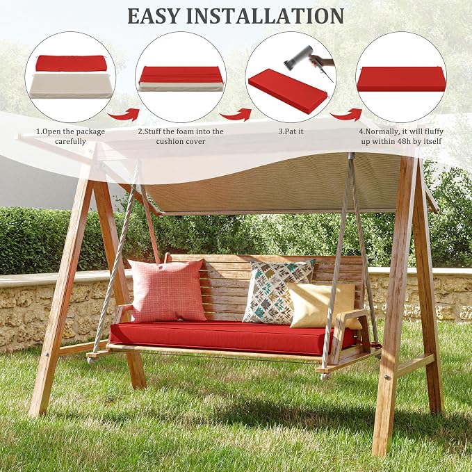 Premium Outdoor Bench Cushions for Patio Furniture 3.5inches Memory Foam Bench - Image 7