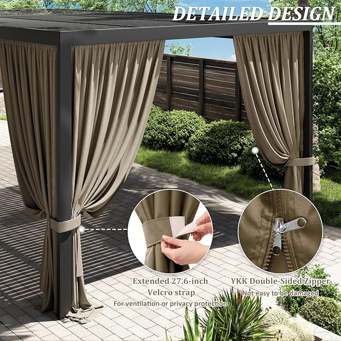 Gazebo Universal Replacement Privacy Curtain, 4-Panels Sidewall Curtains - Image 4