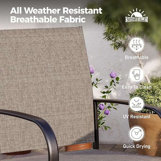 5 Piece Patio Dining Set for 4, 37”x37” Square Table - Image 2