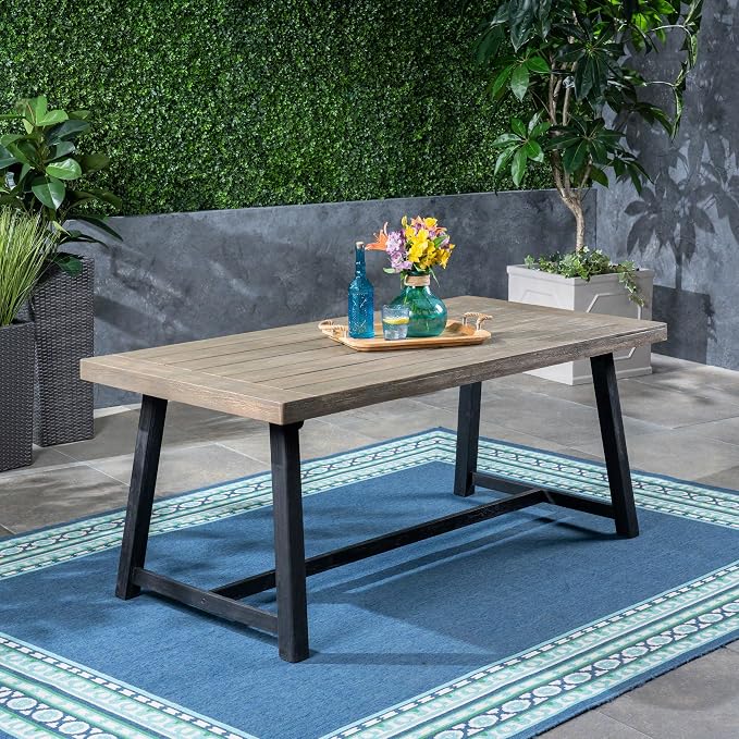 Christopher Knight Home Toby Outdoor Acacia Wood Dining Table, Sandblast Gray - Image 2