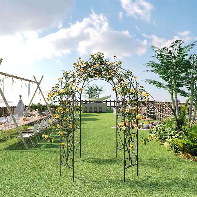 OUTOUR Versatile Oversized 9FT Iron Garden Gazebo Arbor Arbour Heavy Duty Metal - Image 2