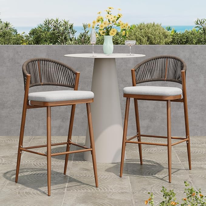 Christopher Knight Home Hearth 30.25" Patio Barstools Set of 2, Woven Wicker - Image 3