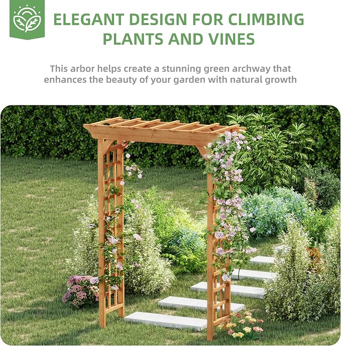 Wood Garden Arbor – Outdoor Wooden Arch Pergola - Image 4