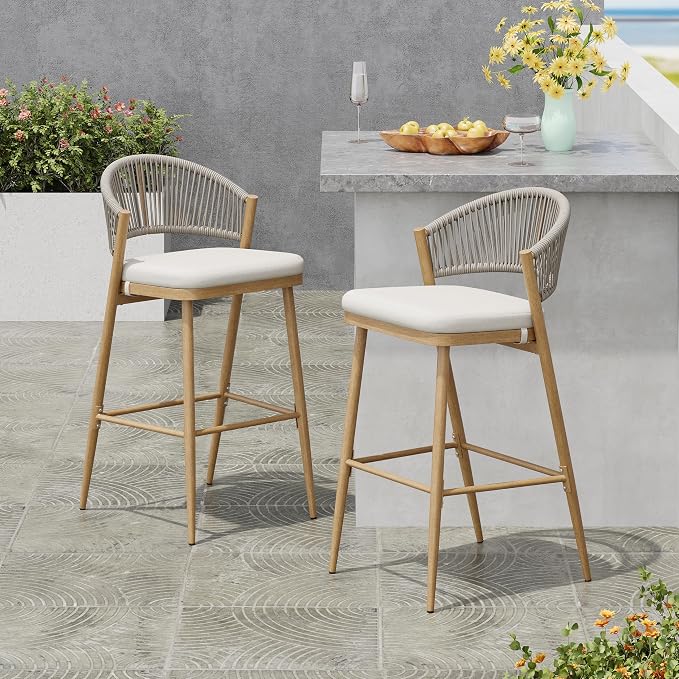 Christopher Knight Home Hearth 30.25" Patio Barstools Set of 2, Woven Wicker by ChristopherKnightHome
