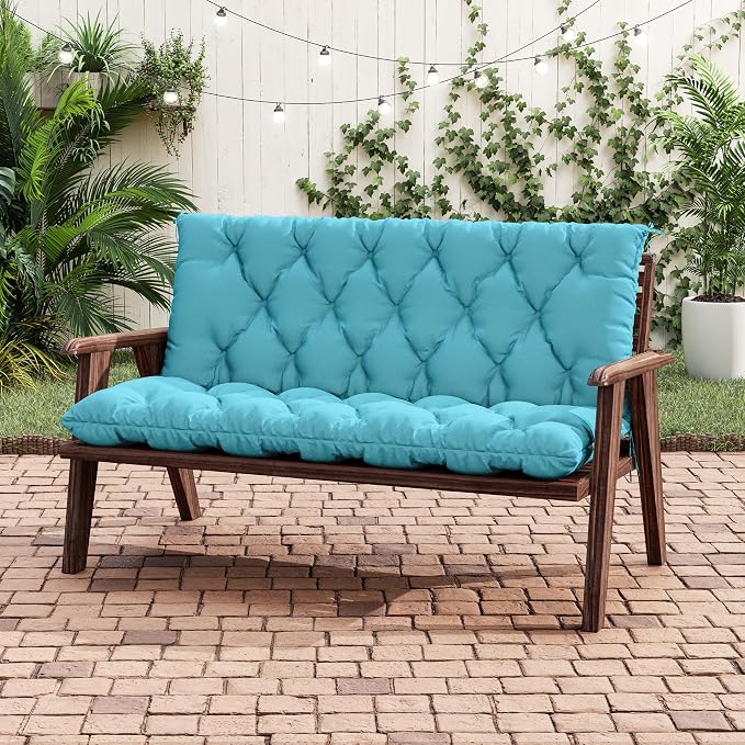 Porch Swing Cushion with Backrest 2-3 Seater Outdoor Bench Cushions Waterproof - Image 5