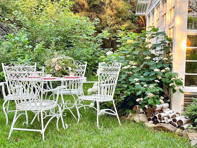 Safavieh Outdoor Collection Thessaly Antique White 5 Piece Patio Set - Image 4