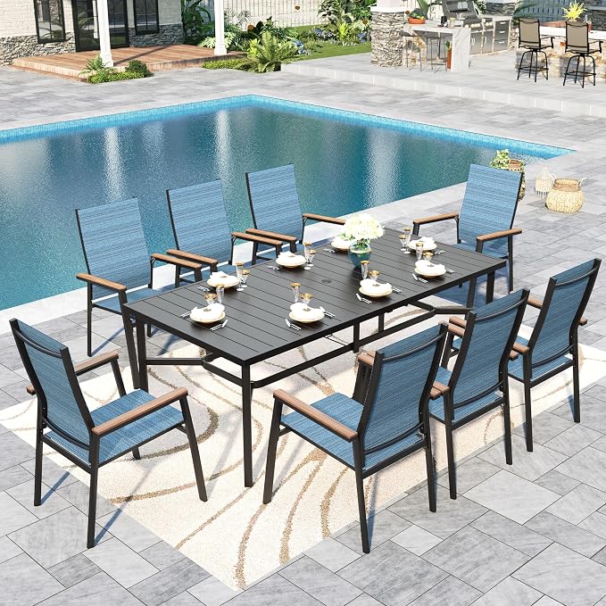 Sophia & William Patio Dining Set 9 Pieces, Patio Table and Chairs Set by SophiaWilliam