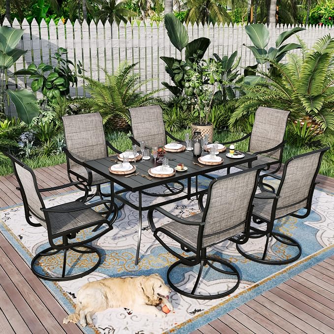 Sophia & William 7 Pieces Patio Dining Set Outdoor Metal Furniture Set by SophiaWilliam