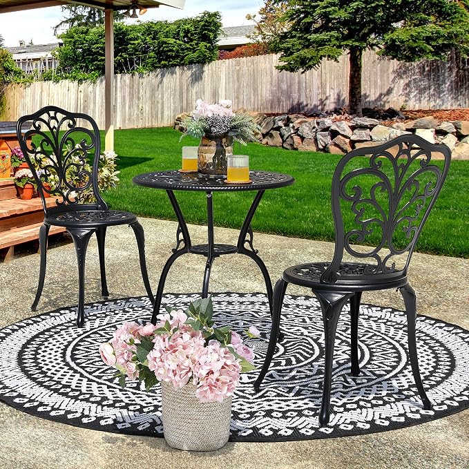 NUU GARDEN 3 Piece Bistro Set Outdoor, All Weather Cast Aluminum Patio Bistro - Image 2