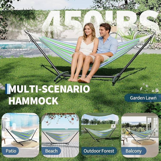 2 Person Hammocks with Stand for Outside, Double Hammocks Portable Space Saving - Image 6