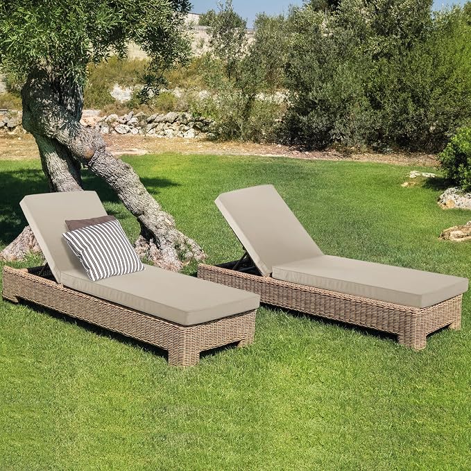 Outdoor Chaise Lounge Cushion Set of 2, Fadesafe Water-Repellent Lounge Deck - Image 8