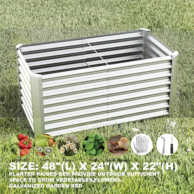 4x2x2ft Raised Garden Bed Kit, Galvanized Planter Garden Boxes Outdoor - Image 3