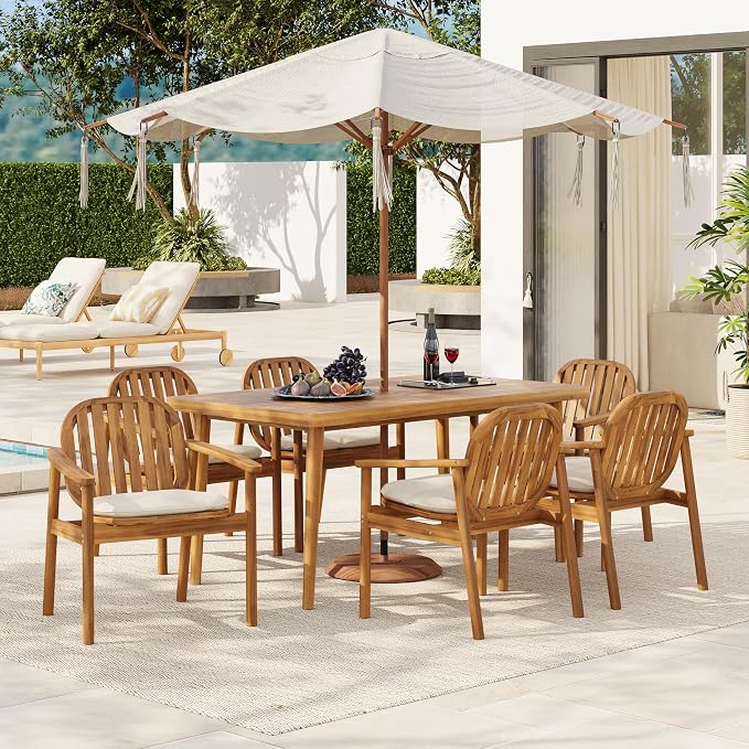 Christopher Knight Home Meja Acacia Wood Outdoor Dining Set by ChristopherKnightHome