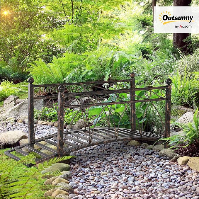 Outsunny 3.3' Metal Arch Zen Garden Bridge - Image 2