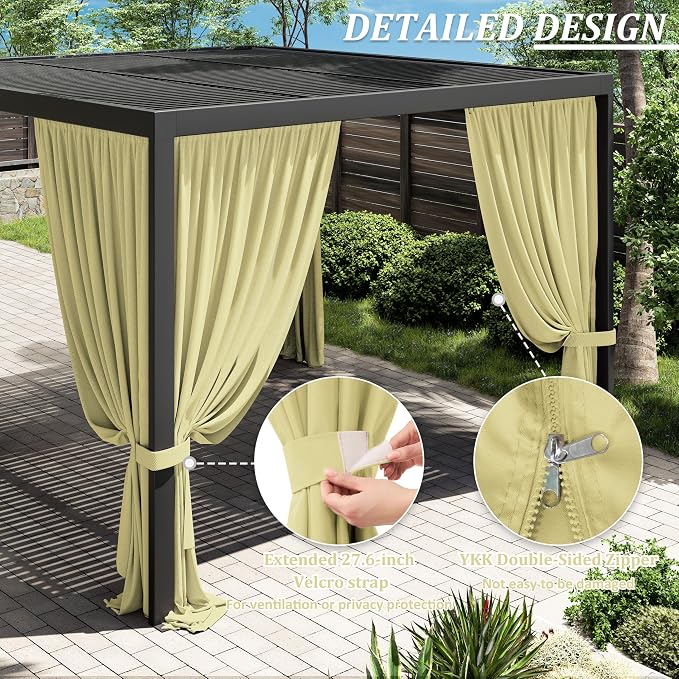 Gazebo Universal Replacement Privacy Curtain, 4-Panels Sidewall Curtains - Image 4