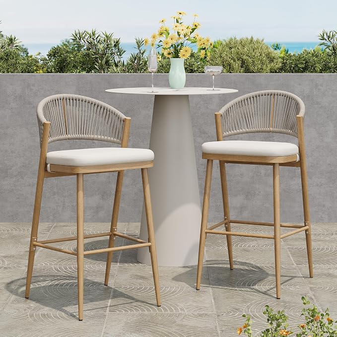 Christopher Knight Home Hearth 30.25" Patio Barstools Set of 2, Woven Wicker - Image 4