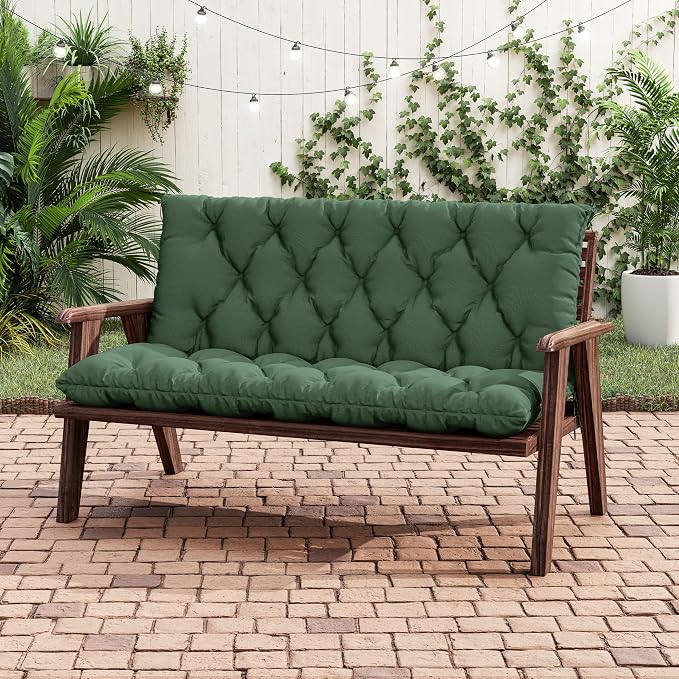 Porch Swing Cushion with Backrest 2-3 Seater Outdoor Bench Cushions Waterproof - Image 5