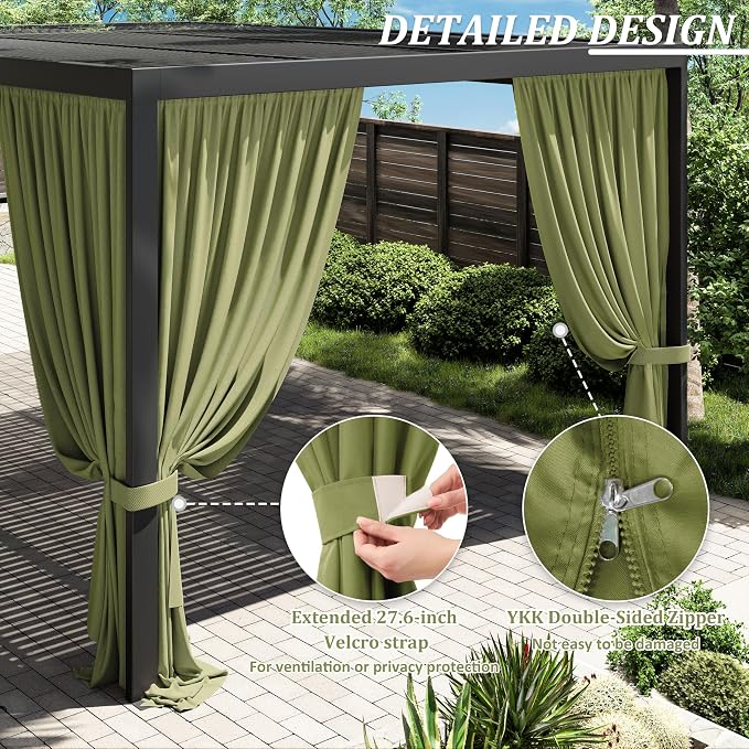 Gazebo Universal Replacement Privacy Curtain, 4-Panels Sidewall Curtains - Image 4