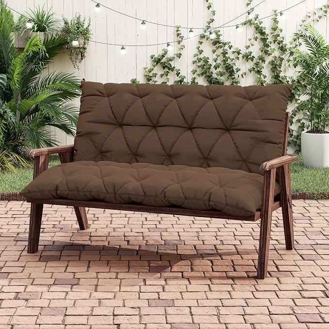 Porch Swing Cushion with Backrest 2-3 Seater Outdoor Bench Cushions Waterproof - Image 5