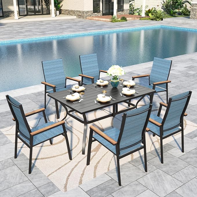 Sophia & William Patio Table and Chairs Set 7 Pieces, 6 Aluminium Patio Dining by SophiaWilliam