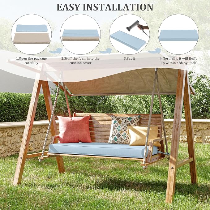 Premium Outdoor Bench Cushions for Patio Furniture 3.5inches Memory Foam Bench - Image 7