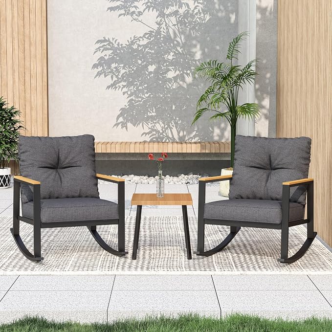 3 Pieces Rocking Bistro Set, Outdoor Patio Furniture Set - Image 7