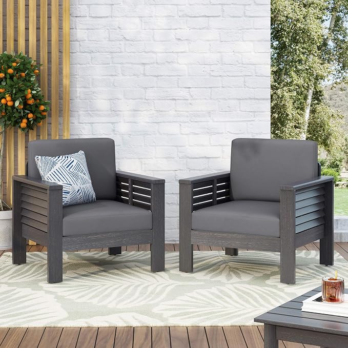 Christopher Knight Home Louver Club Chairs, Dark Gray - Image 2
