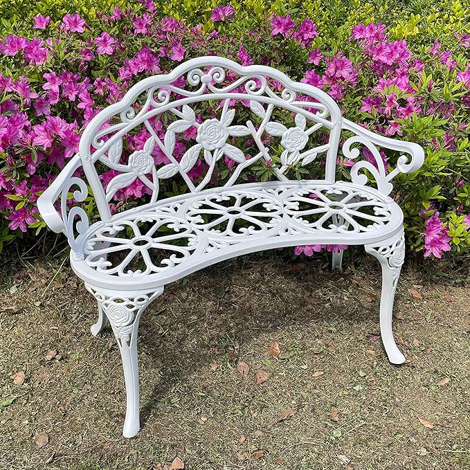 Mandolin Outdoor Benc Park Garden Chair, All Chair Anti Rust Cast Aluminum by Unknown