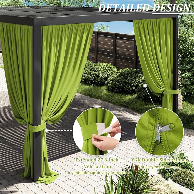 Gazebo Universal Replacement Privacy Curtain, 4-Panels Sidewall Curtains - Image 4