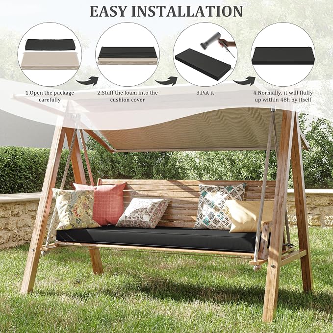 Premium Outdoor Bench Cushions for Patio Furniture 3.5inches Memory Foam Bench - Image 7