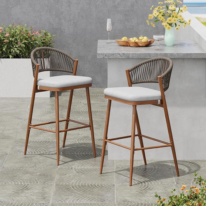 Christopher Knight Home Hearth 30.25" Patio Barstools Set of 2, Woven Wicker by ChristopherKnightHome