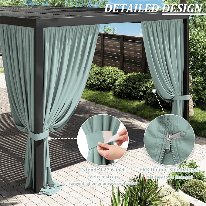 Gazebo Universal Replacement Privacy Curtain, 4-Panels Sidewall Curtains - Image 4