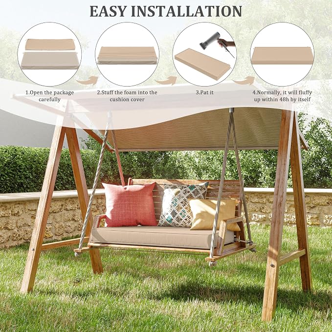Premium Outdoor Bench Cushions for Patio Furniture 3.5inches Memory Foam Bench - Image 7