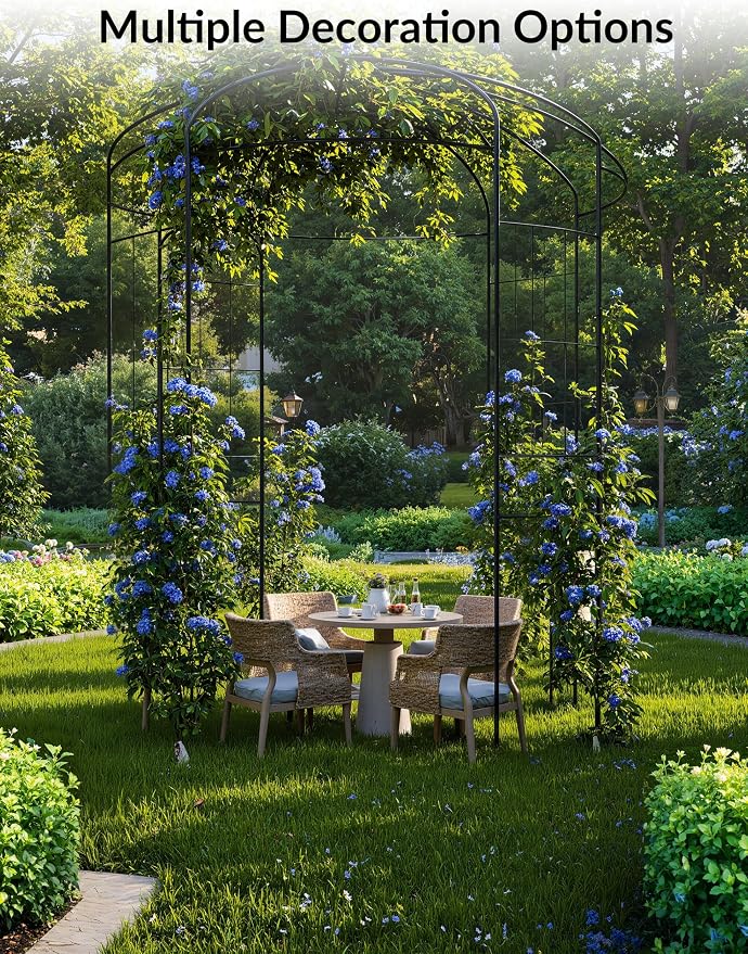8.8 ft Black Metal Garden Arbor - Image 3