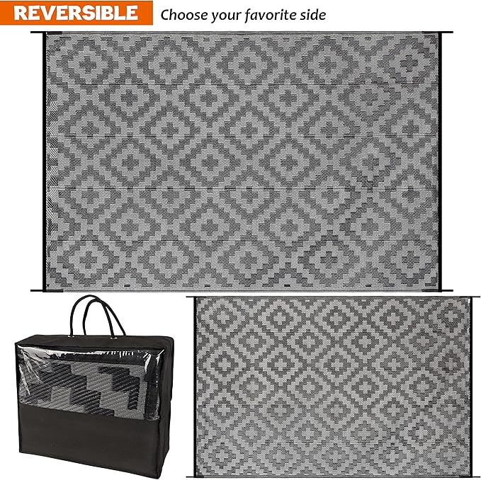 SAND MINE Waterproof Outdoor Rug 6x9 ft, Plastic Reversible Rug, Modern Area Rug - Image 4