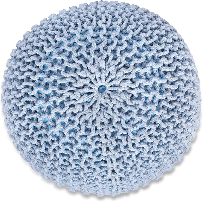 BIRDROCK HOME Round Pouf Ottoman | Cotton Braided Foot Stool - Image 8