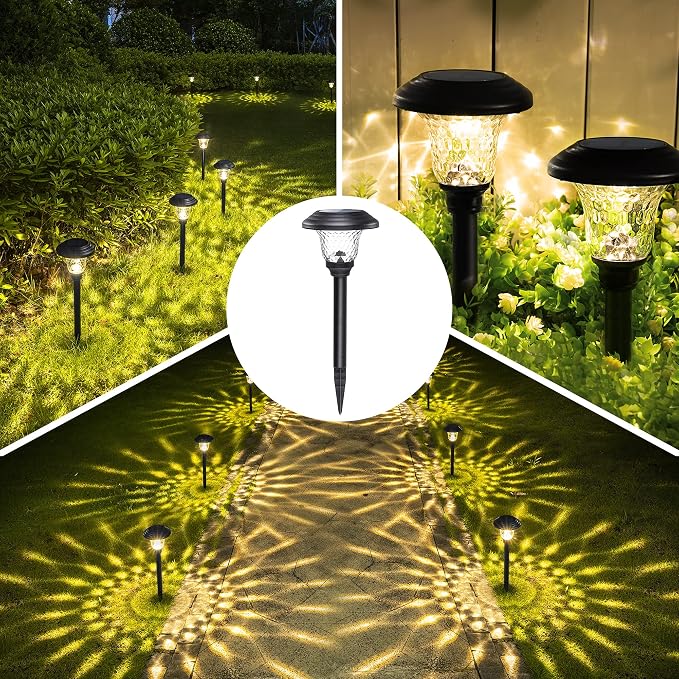 GIGALUMI 8 Pack Solar Pathway Lights, Solar Garden Lights Outdoor Warm White - Image 3