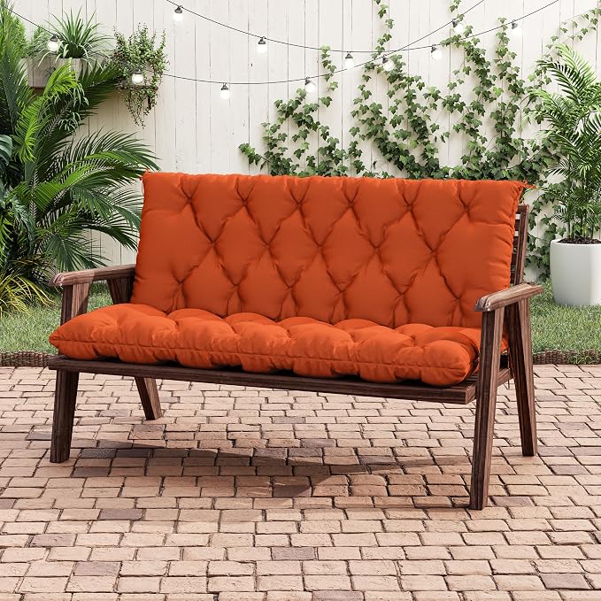 Porch Swing Cushion with Backrest 2-3 Seater Outdoor Bench Cushions Waterproof - Image 5