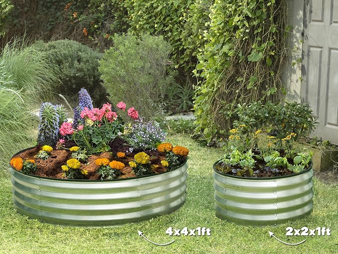 Round Galvanized Raised Garden Bed // 2×2×1 ft Galvanized Raised Garden Beds - Image 6