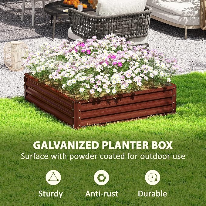 Outsunny Galvanized Raised Garden Bed, - Image 4