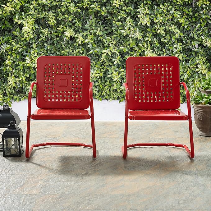 Crosley Furniture Bates 2-Piece Outdoor Chair Set, Retro Metal Patio Chairs - Image 7